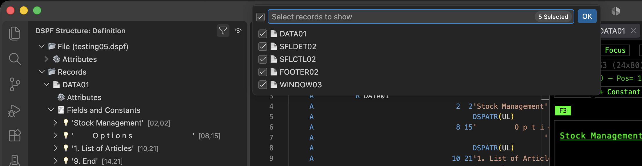 Filtering the schema tree